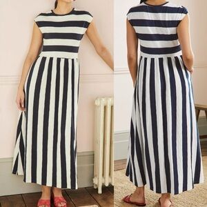 Boden Striped Navy and White Maxi Dress Size 14
